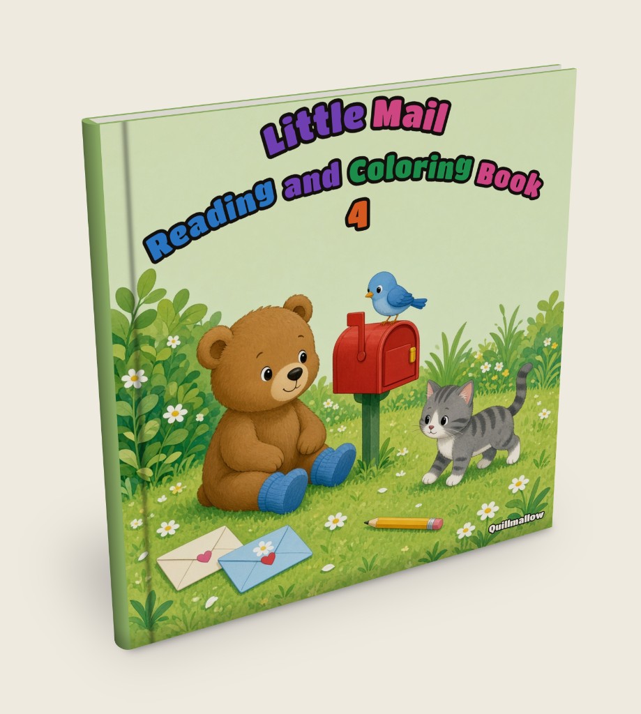 Little Mail Reading and Coloring Book 4 Hardcover Mockup